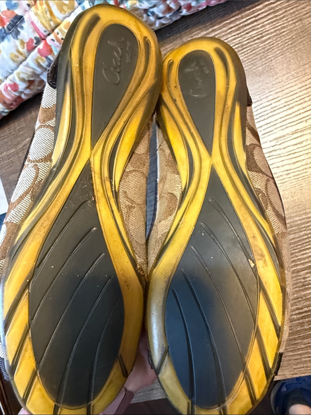 Coach Brown and Black Signature Canvas Ballet Flats - Picture 2 of 5